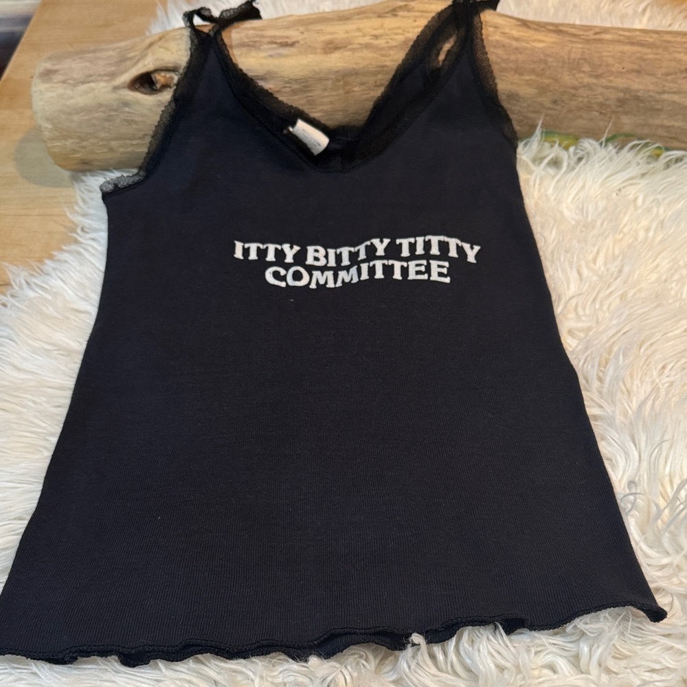 Rare vintage biker itty bitty titty committee lace tank top